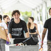 A student and his father pictured at move-in day.