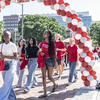 A photo of the Class of 2030 walking to Convocation.