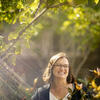 Temple researcher Meghan Kane in Founder's Garden on Temple's campus.