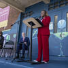 Monika Williams Shealey speaks during Temple Partnership Schools Network launch event.
