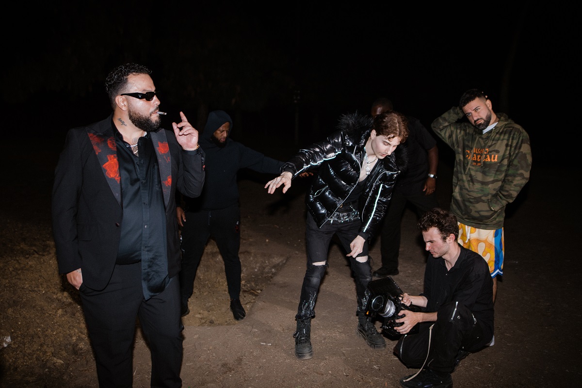 Image of Canadian rapper Belly, director Avery Sadowski aka Avteur and production crew.