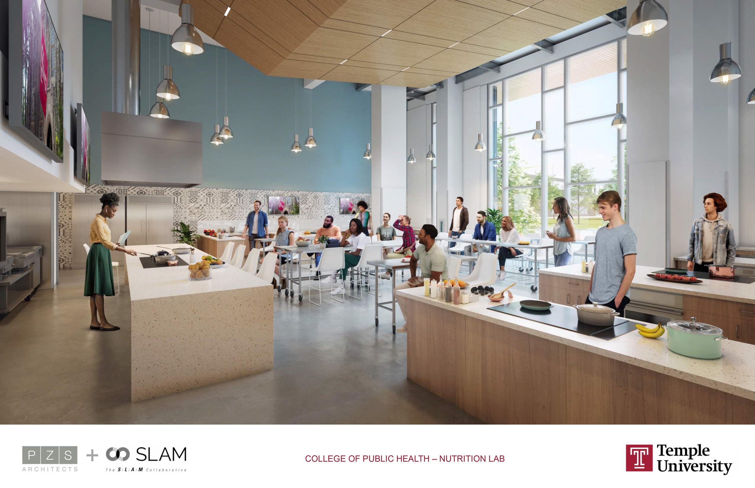 A rendering of the Aramark Community Teaching Kitchen.