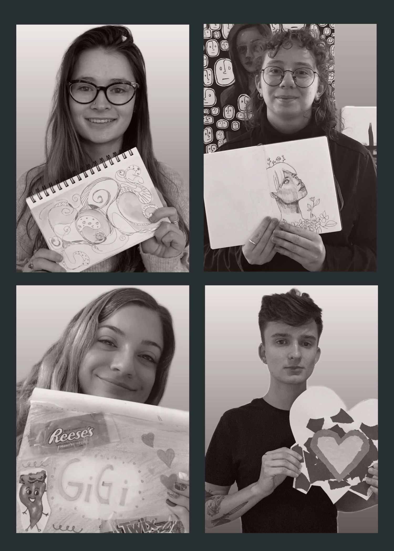 Temple University and Drexel University students show off their art work.