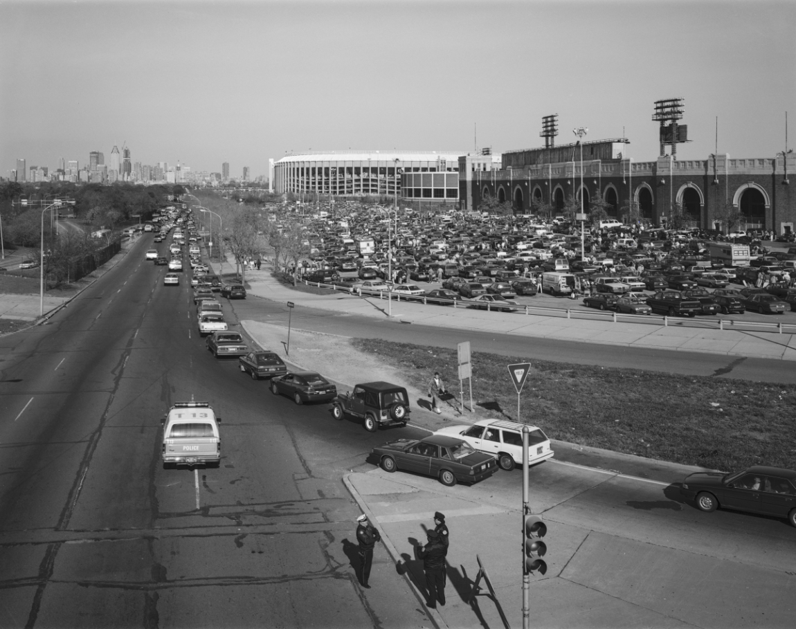 An image of JFK Stadium, the Spectrum and Veterans Stadium in 1989.