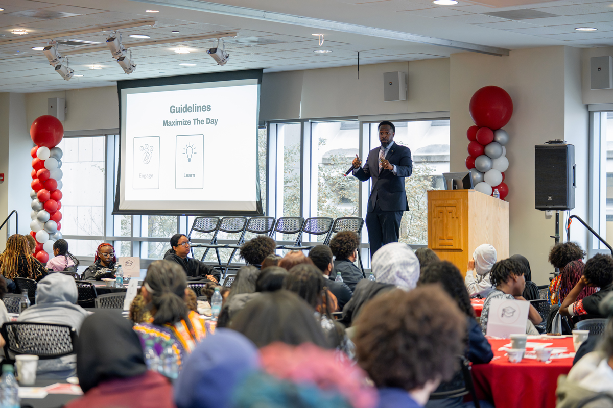 Image of Philadelphia high school students inside Temple s student center.